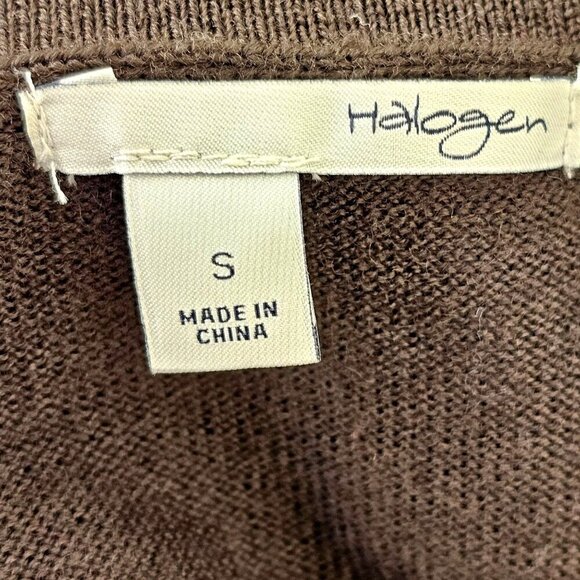 Halogen Laine Wool V Neck Cardigan Sweater Hip Pockets Women S Chocolate Brown - Picture 7 of 10